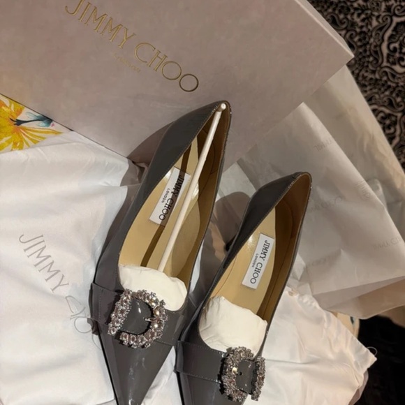 Jimmy Choo Gray Patent Leather Heels - Picture 2 of 4